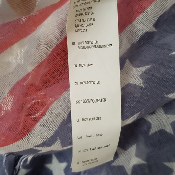 Cotton On American Flag Wrap Scarf Frayed NWT - Picture 8 of 8
